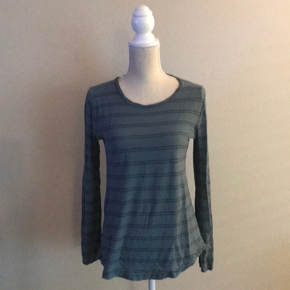 Striped blue teal aqua madewell long sleeve shirt